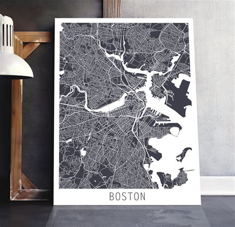 Boston City Urban Map Poster Boston City Street Map Print - Etsy