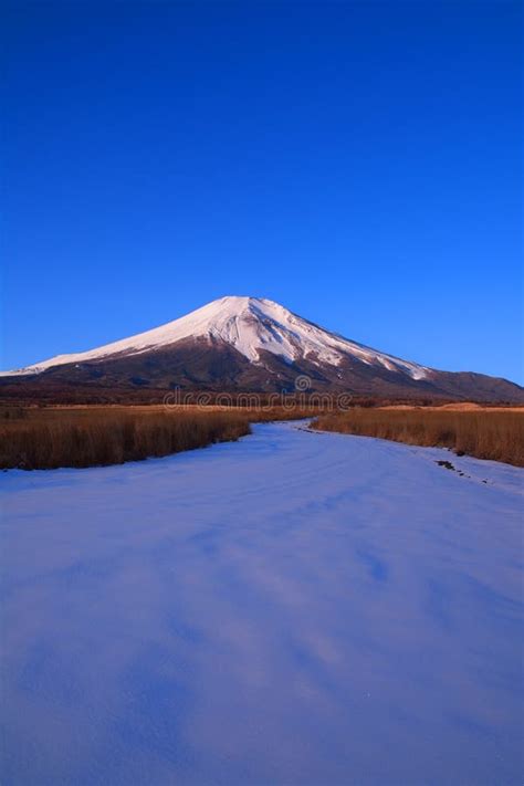 Mount Fuji with Blue Sky of Snowy Landscape from Nashigahara Stock Image - Image of nashigahara ...