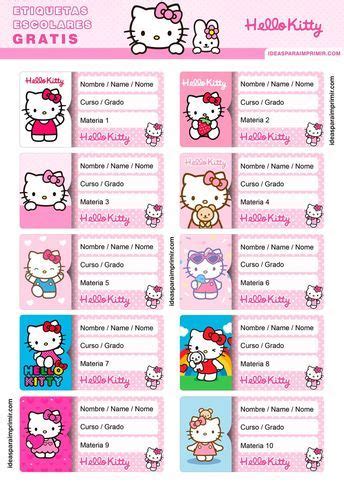 Etiquetas escolares Hello Kitty en 2024 | Hello kitty, Etiquetas, Etiquetas para cuadernos