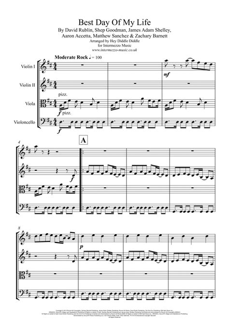 Best Day Of My Life Sheet Music | American Authors | String Quartet