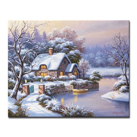 Winter Cabin Painting at PaintingValley.com | Explore collection of ...