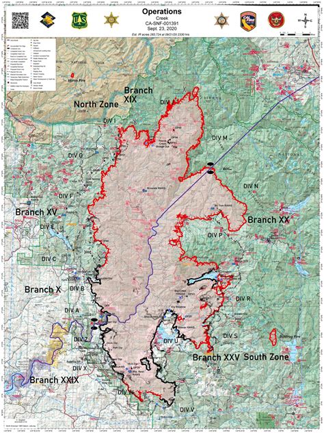 Sierra National Forest Creek Fire Operations Map for Wednesday, September 23, 2020 - Shows ...