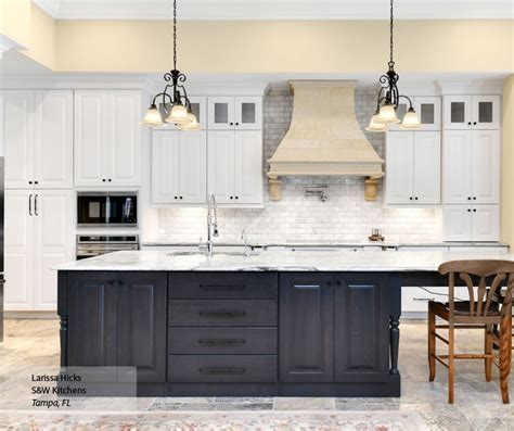 Light Grey Kitchen with Dark Grey Island Cabinets - Omega