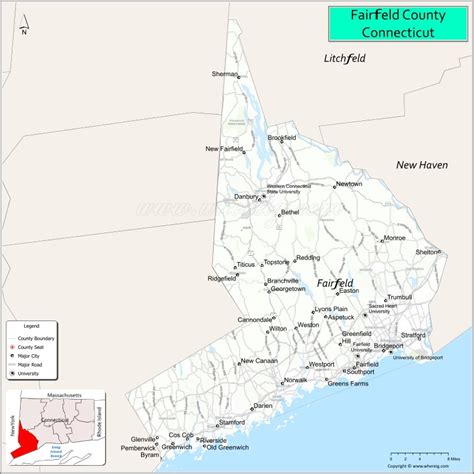 Map of Fairfield County, Connecticut - Where is Located, Cities ...