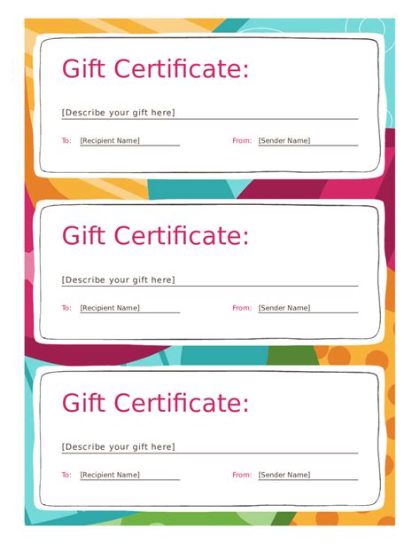 Printable Gift Certificate Forms - Printable Forms Free Online