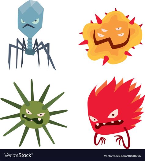 Cartoon viruses characters set Royalty Free Vector Image