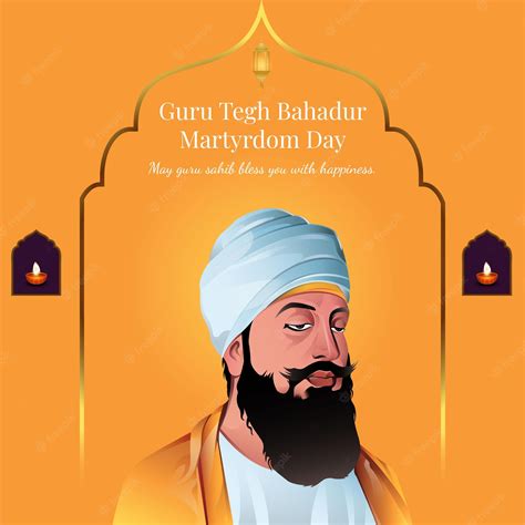 Premium Vector | Banner design of of guru tegh bahadur martyrdom day template