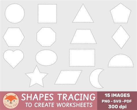 Shapes Clip Art Dotted Shapes Clipart to Create Worksheets - Etsy