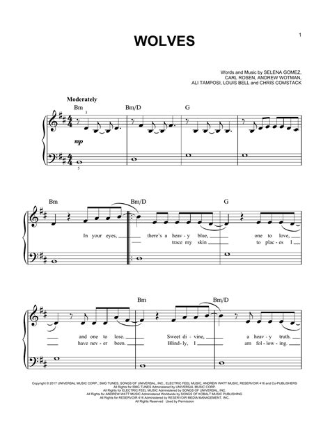 Selena Gomez & Marshmello "Wolves" Sheet Music Notes | Download ...