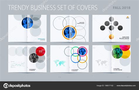 Abstract double-page brochure design round style with colourful circles for branding. Business ...