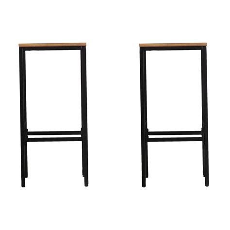 Napa Metal and Acacia Backless Outdoor Barstool Set of 2 - World Market