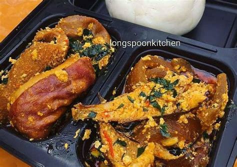 Egusi soup with fufu Recipe by Long spoon - Cookpad