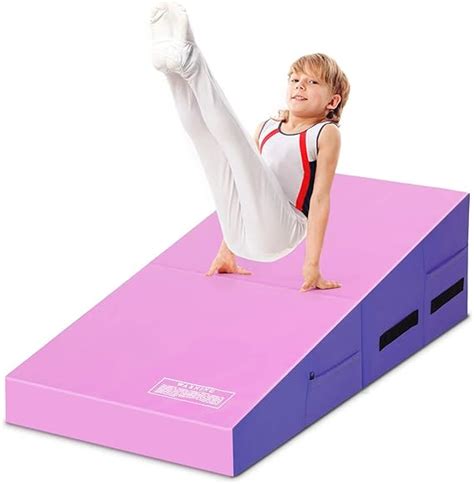 GYMAX. Multicolored Foldable Kids Gymnastics Mat, Incline Cheese Wedge ...