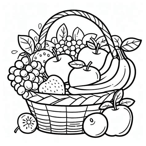 Printable Fruit Basket coloring page - Download, Print or Color Online for Free