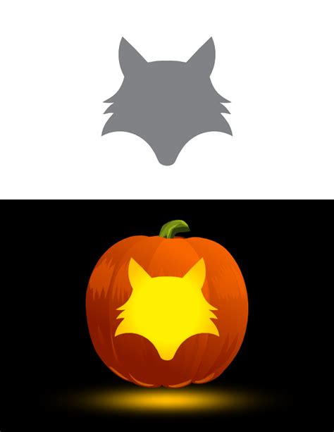 Printable Easy Fox Head Pumpkin Stencil