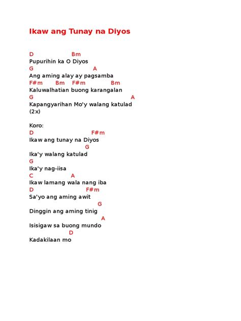 Ikaw Ang Tunay Na Diyos - D | PDF