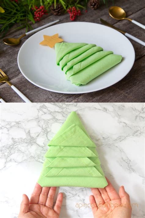 Christmas Tree Napkin Folding in 2 Minutes - A Piece Of Rainbow