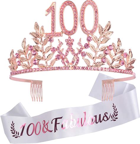 100th Birthday Gifts for Women, 100th Birthday Tiara and Sash, 100 ...