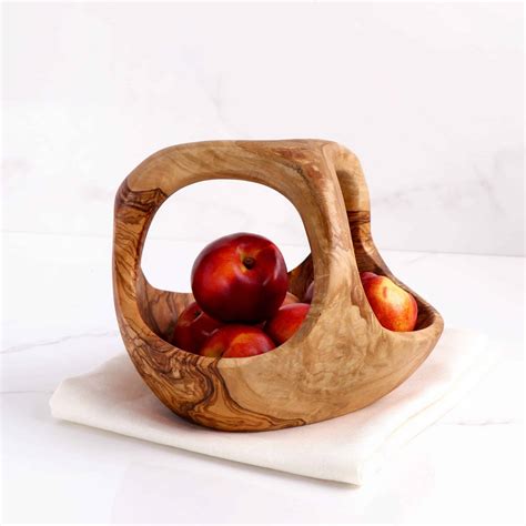 Wooden Fruit Basket with Wood Handle - Artisraw