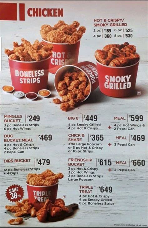 Chicken Bucket Kfc Menu With Prices | Kfc chicken, Chicken bucket, Fast food menu