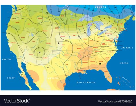 Fictional usa weather map Royalty Free Vector Image