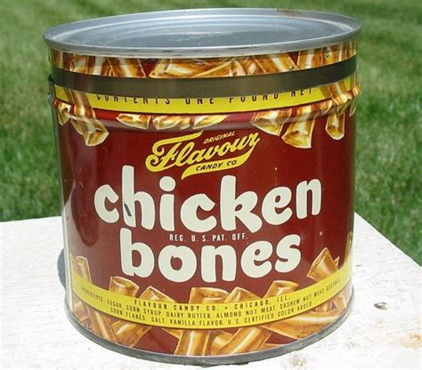 Vtg Old Antique Flavour Candy Tin Chicken Bones Canister & Lid Canco ...