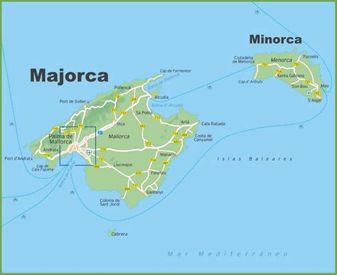 Map of Majorca and Minorca - Ontheworldmap.com