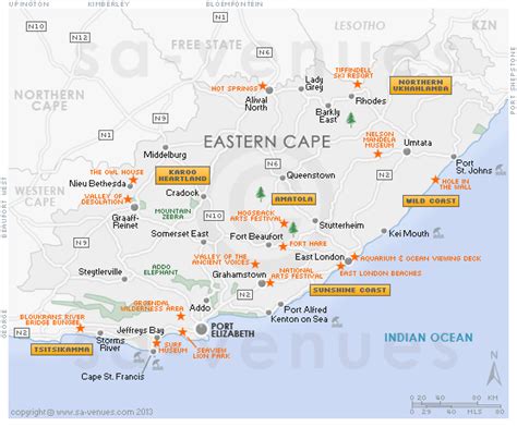 Eastern Cape Attractions Map