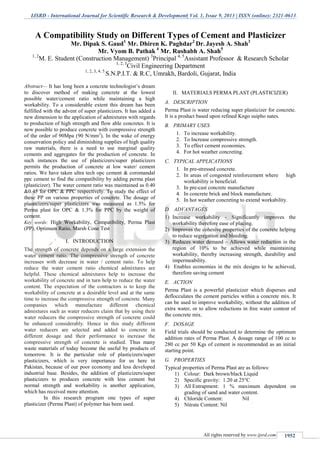 A Compatibility Study on Different Types of Cement and Plasticizer | PDF