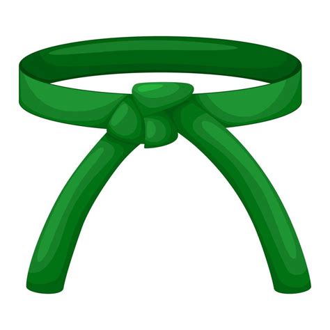 Karate belt green color isolated on white background. Design icon of Japanese martial art in ...