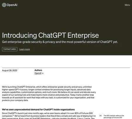 ChatGPT Enterprise - AI Tool Info, Reviews, Alternatives | sayhi2.ai