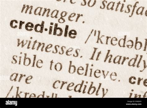 Definition of word credible in dictionary Stock Photo - Alamy