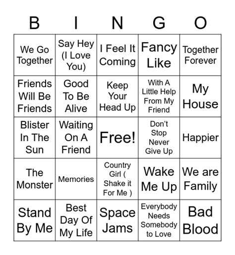 BINGO With Friends Bingo Card