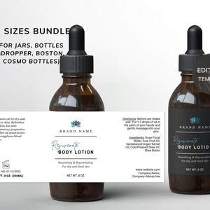 Editable Product Label Templates Elegant Cosmetic Labels - Etsy