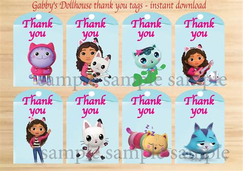 Instant Download Gabby's Dollhouse Thank You Tags - Etsy