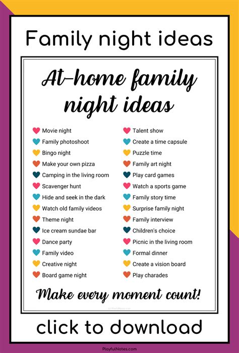 The ultimate list of the best at-home family night ideas | Fun family activities, Family fun ...