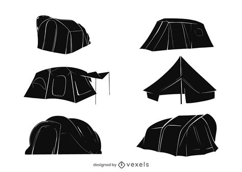 Camping Tent Silhouette Pack Vector Download