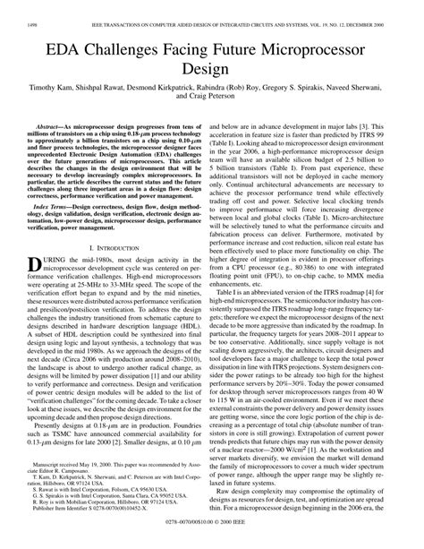 (PDF) EDA challenges facing future microprocessor design