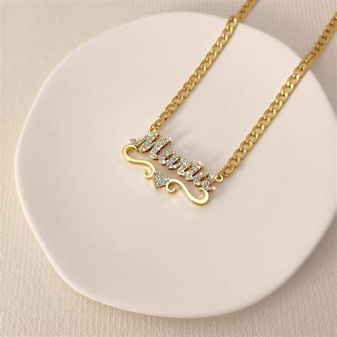 Diamond Name Necklace, 18k Gold Name Necklace, Pave Name Necklace ...