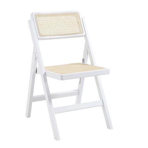 Frances Set of 2 Folding Cane Rattan Chairs, White | daals