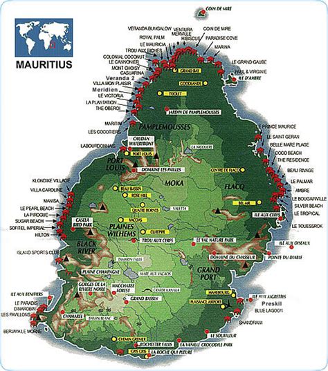 Map Mauritius Island Hotels Clinic