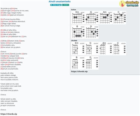 Chord: Ainult unustamiseks - tab, song lyric, sheet, guitar, ukulele ...