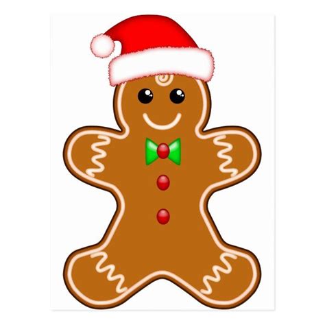 Gingerbread man with hat postcard | Zazzle | Christmas drawing, Gingerbread christmas decor ...