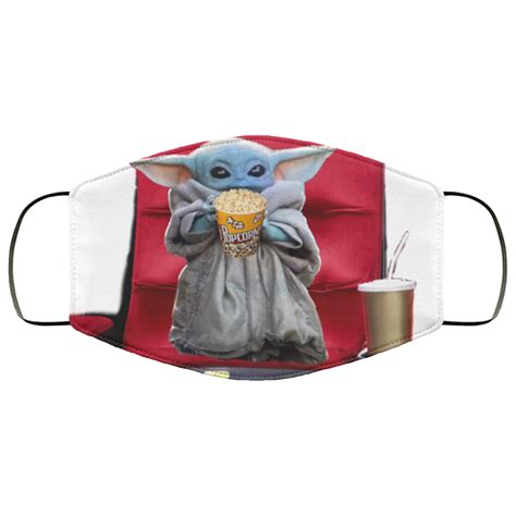 Baby Yoda Goes to the movies face Mask