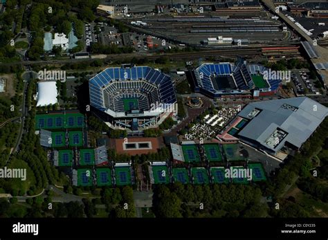 aerial view above USTA Billie Jean King National Tennis Center Arthur Stock Photo, Royalty Free ...