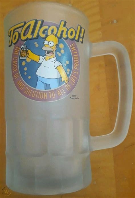 The Simpsons ~ "To Alcohol" Homer Simpson 20 oz. Frosted Glass Beer Mug ...