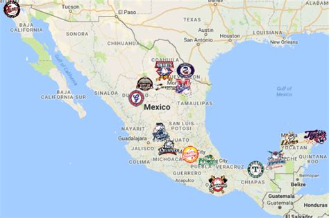 Mexican League Map | Teams | Logos - Sport League Maps