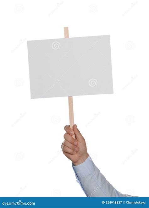 Man Holding Blank Protest Sign on Background, Closeup Stock Image - Image of complaint, concept ...