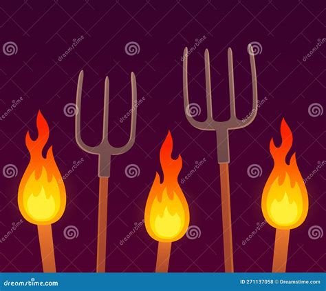 Pitchforks and torches mob stock illustration. Illustration of tool ...