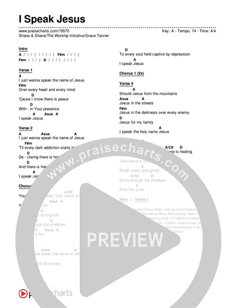 I Speak Jesus Chords PDF (Shane & Shane / The Worship Initiative ...